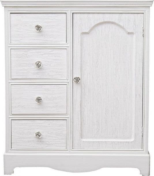 Credenza "Blanc" con struttura in MDF, finitura bianca opaca, effetto decapato, stile classico in Credenze Decor Space - Altamura, commercioVirtuoso.it