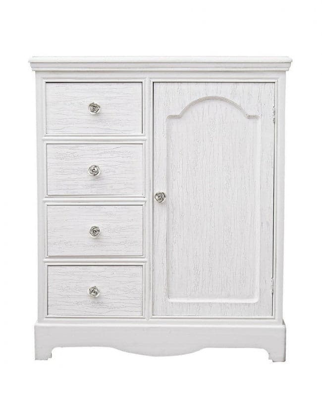 Credenza "Blanc" con struttura in MDF, finitura bianca opaca, effetto decapato, stile classico in Credenze Decor Space - Altamura, commercioVirtuoso.it