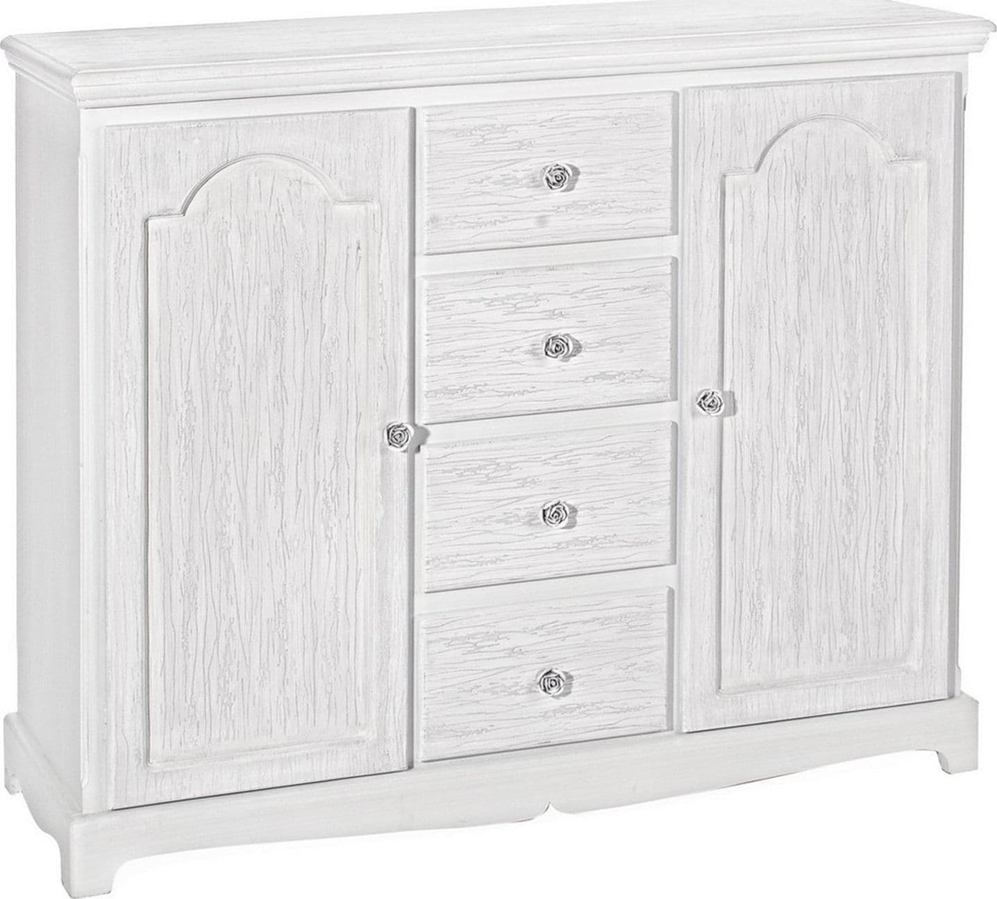 Credenza "Blanc" con struttura in MDF, finitura bianca opaca, effetto decapato, stile classico in Credenze Decor Space - Altamura, commercioVirtuoso.it