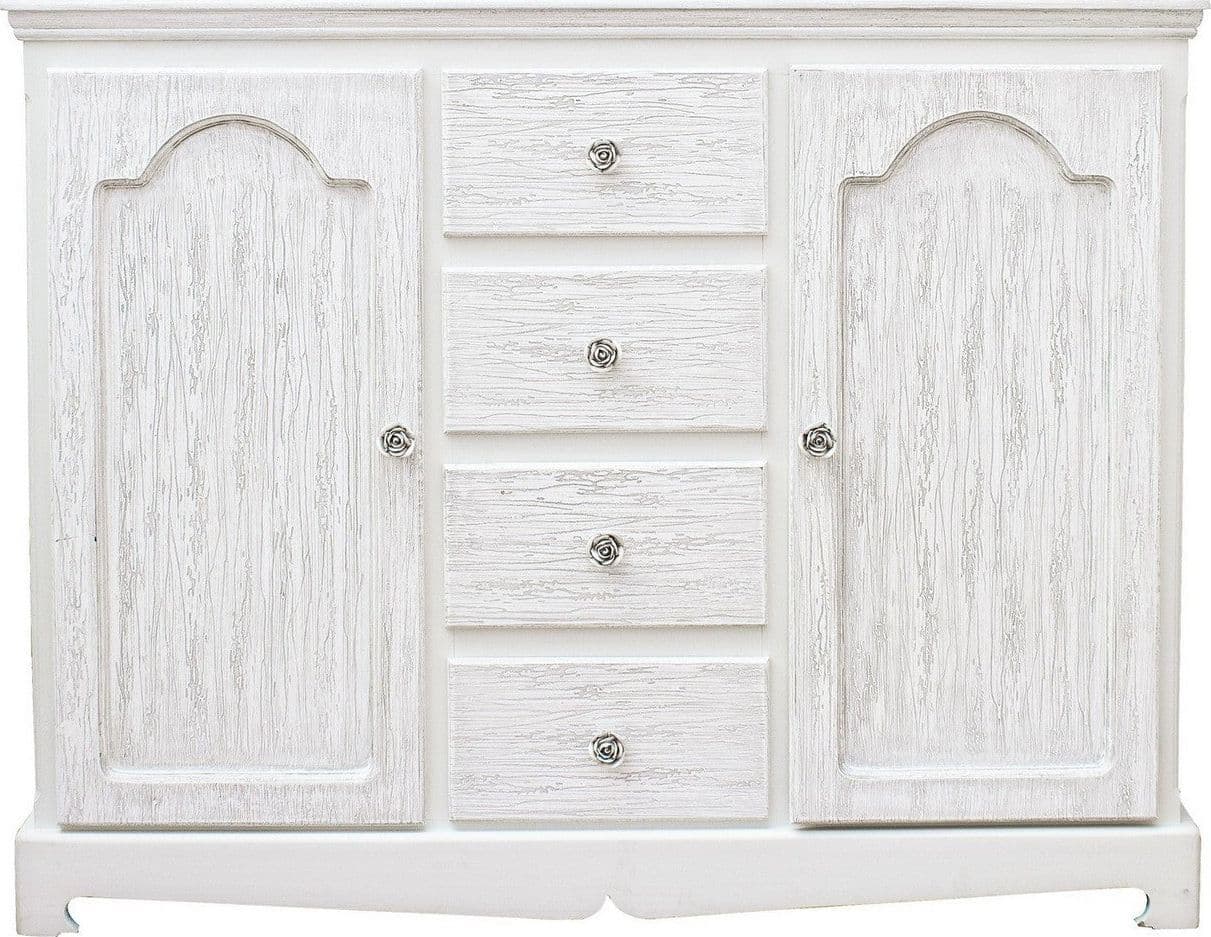 Credenza "Blanc" con struttura in MDF, finitura bianca opaca, effetto decapato, stile classico in Credenze Decor Space - Altamura, commercioVirtuoso.it