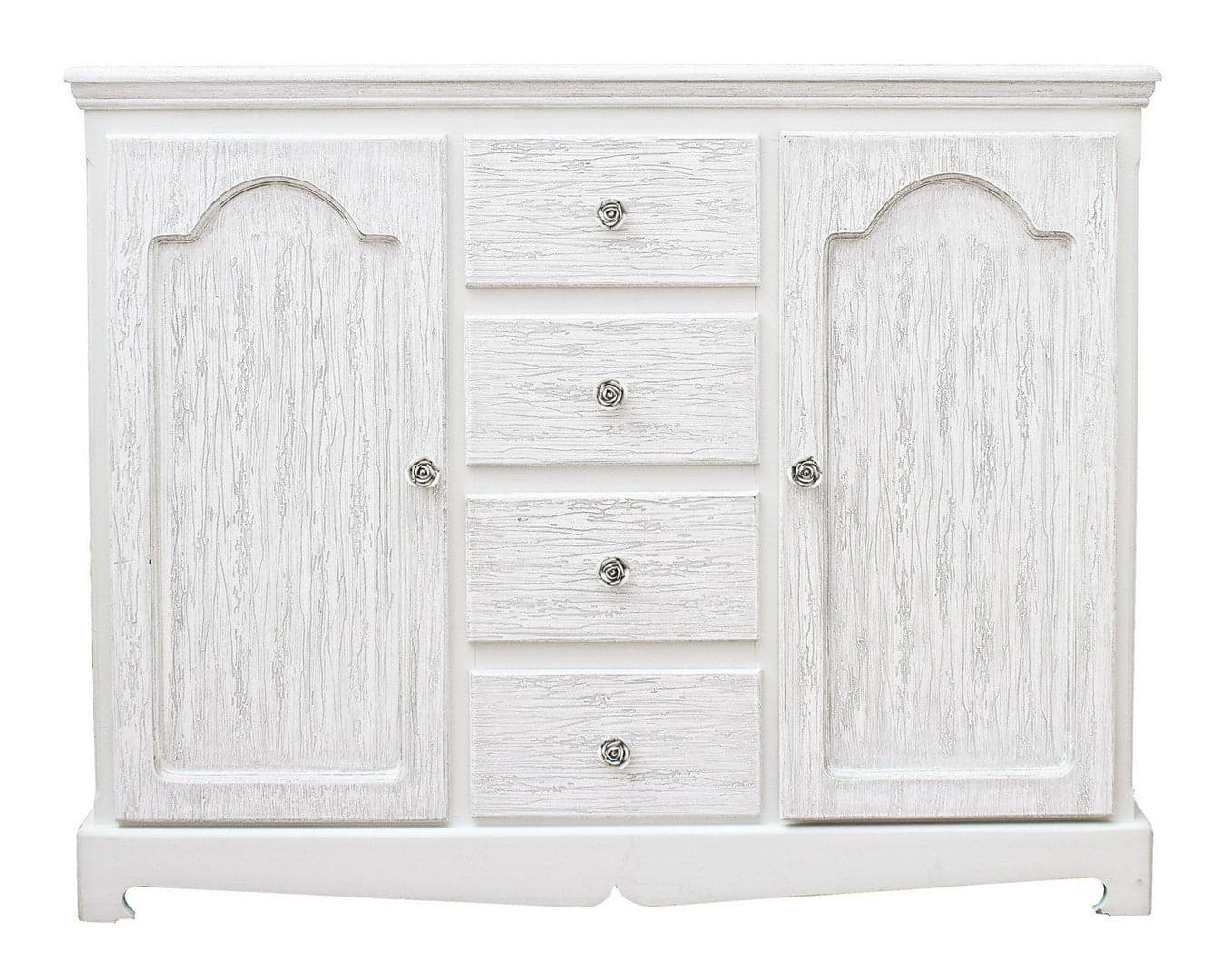 Credenza "Blanc" con struttura in MDF, finitura bianca opaca, effetto decapato, stile classico in Credenze Decor Space - Altamura, commercioVirtuoso.it