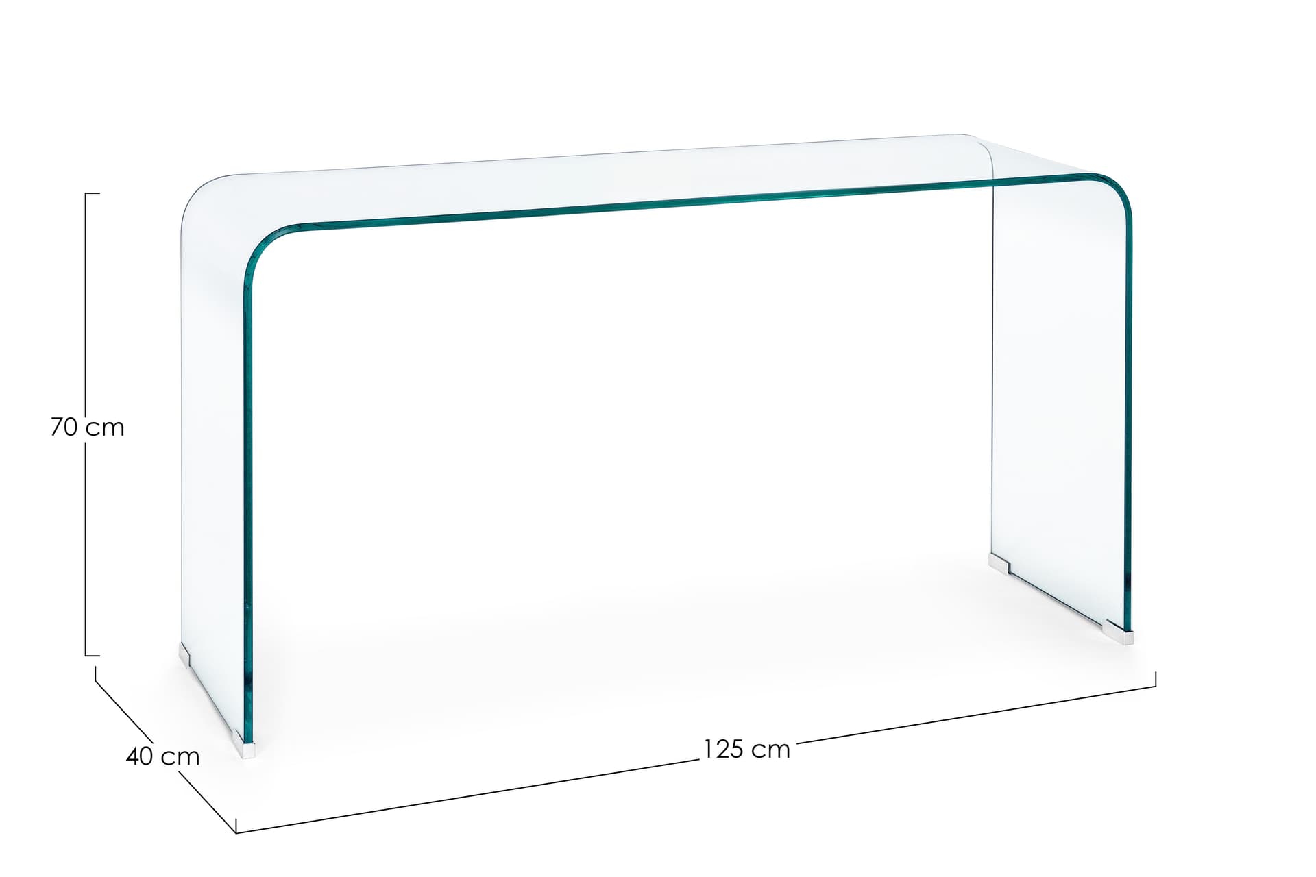 Scrivania "Iride" porta PC con struttura in vetro trasparente 125 X 40 cm per ufficio e cameretta in Scrivanie Decor Space - Altamura, commercioVirtuoso.it