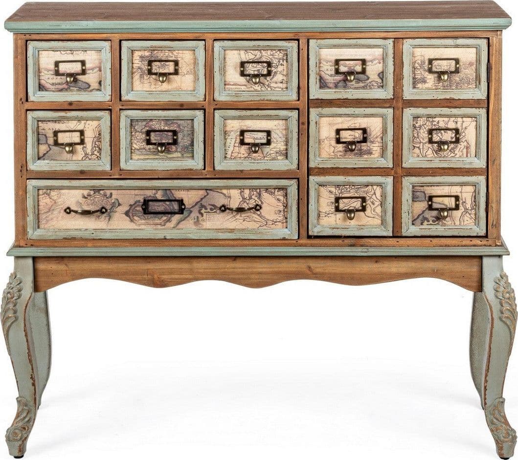 Credenza "Kompart" 1 anta e 7 cassetti, con struttura in legno di pino, stile industriale in Credenze Decor Space - Altamura, commercioVirtuoso.it