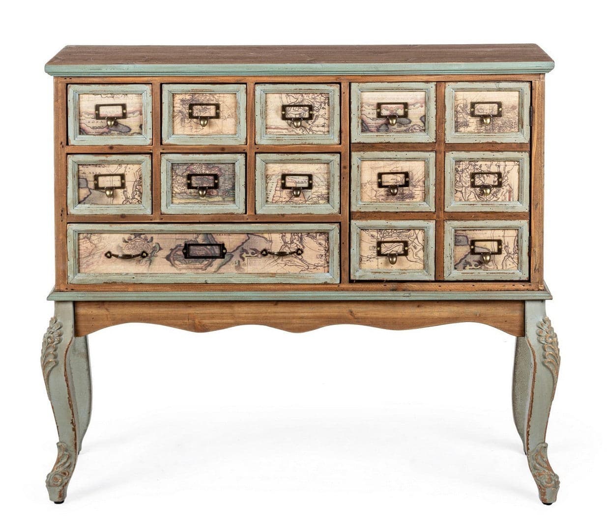 Credenza "Kompart" 1 anta e 7 cassetti, con struttura in legno di pino, stile industriale in Credenze Decor Space - Altamura, commercioVirtuoso.it
