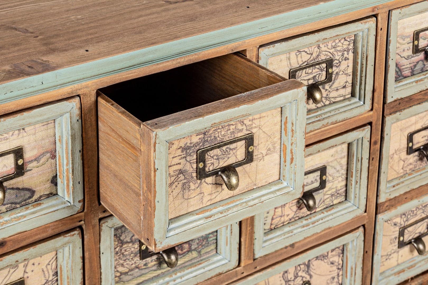 Credenza "Kompart" 1 anta e 7 cassetti, con struttura in legno di pino, stile industriale in Credenze Decor Space - Altamura, commercioVirtuoso.it