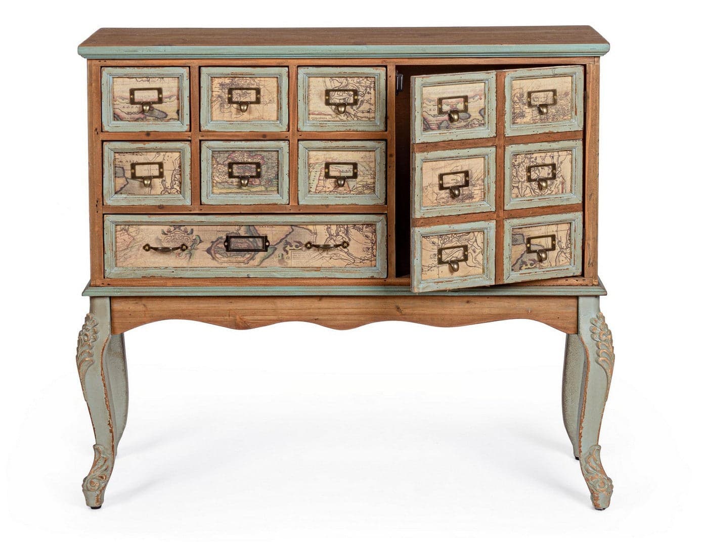 Credenza "Kompart" 1 anta e 7 cassetti, con struttura in legno di pino, stile industriale in Credenze Decor Space - Altamura, commercioVirtuoso.it