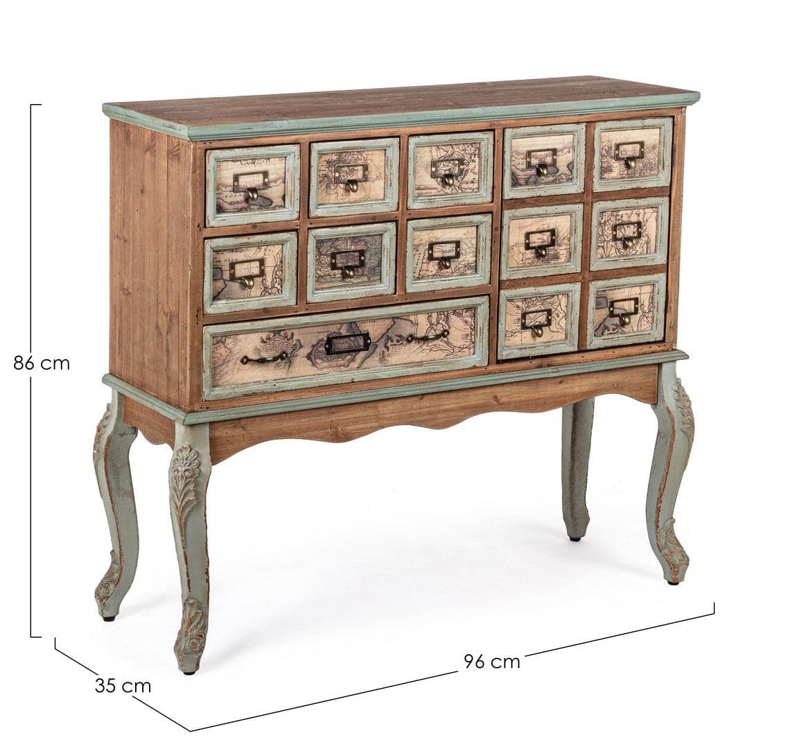Credenza "Kompart" 1 anta e 7 cassetti, con struttura in legno di pino, stile industriale in Credenze Decor Space - Altamura, commercioVirtuoso.it