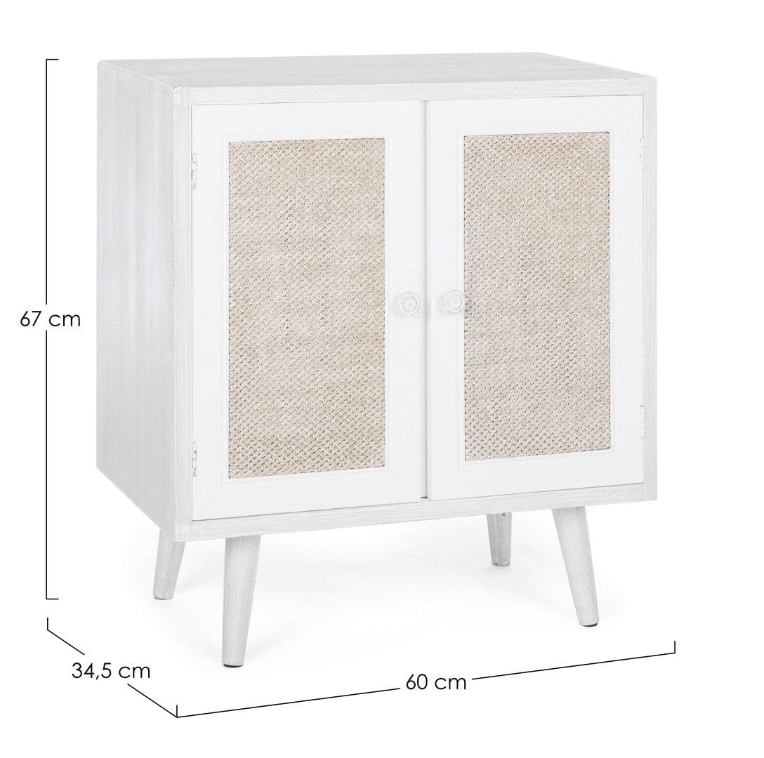 Credenza "Montiel" in legno MDF, con anta frontale rivestito in tessuto, finitura con vernice a base d'acqua, stile rustico in Credenze Decor Space - Altamura, commercioVirtuoso.it