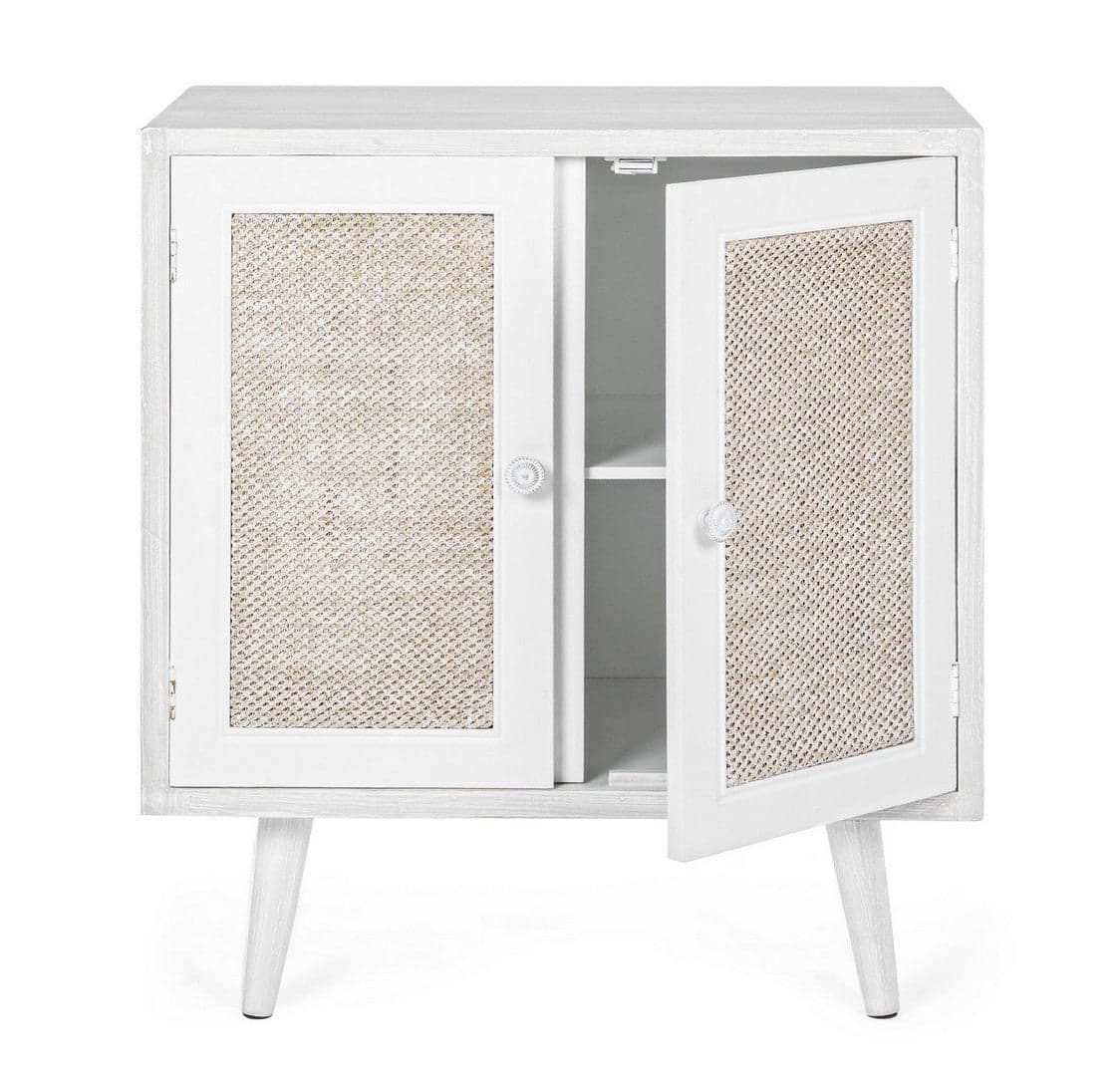 Credenza "Montiel" in legno MDF, con anta frontale rivestito in tessuto, finitura con vernice a base d'acqua, stile rustico in Credenze Decor Space - Altamura, commercioVirtuoso.it