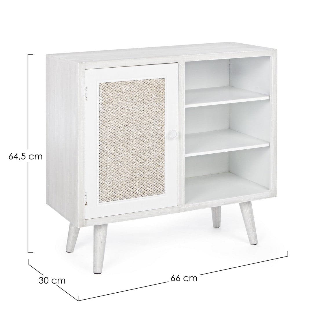 Credenza "Montiel" in legno MDF, con anta frontale rivestito in tessuto, finitura con vernice a base d'acqua, stile rustico in Credenze Decor Space - Altamura, commercioVirtuoso.it