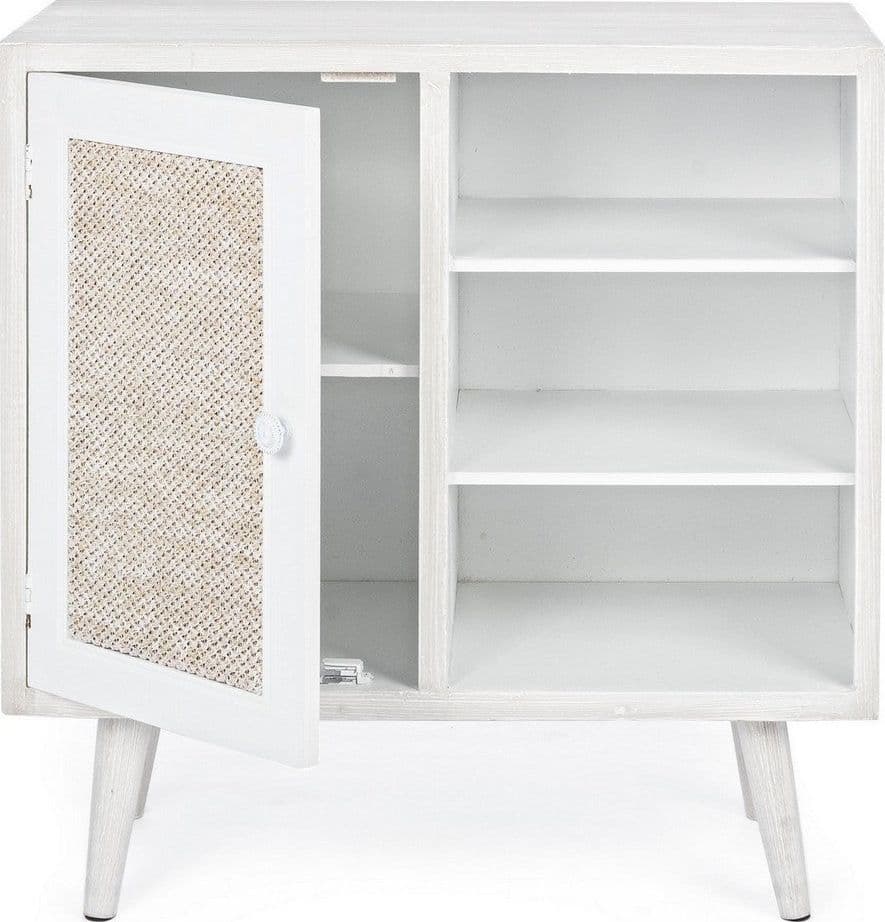 Credenza "Montiel" in legno MDF, con anta frontale rivestito in tessuto, finitura con vernice a base d'acqua, stile rustico in Credenze Decor Space - Altamura, commercioVirtuoso.it