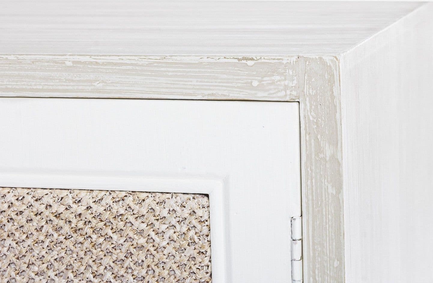 Credenza "Montiel" in legno MDF, con anta frontale rivestito in tessuto, finitura con vernice a base d'acqua, stile rustico in Credenze Decor Space - Altamura, commercioVirtuoso.it