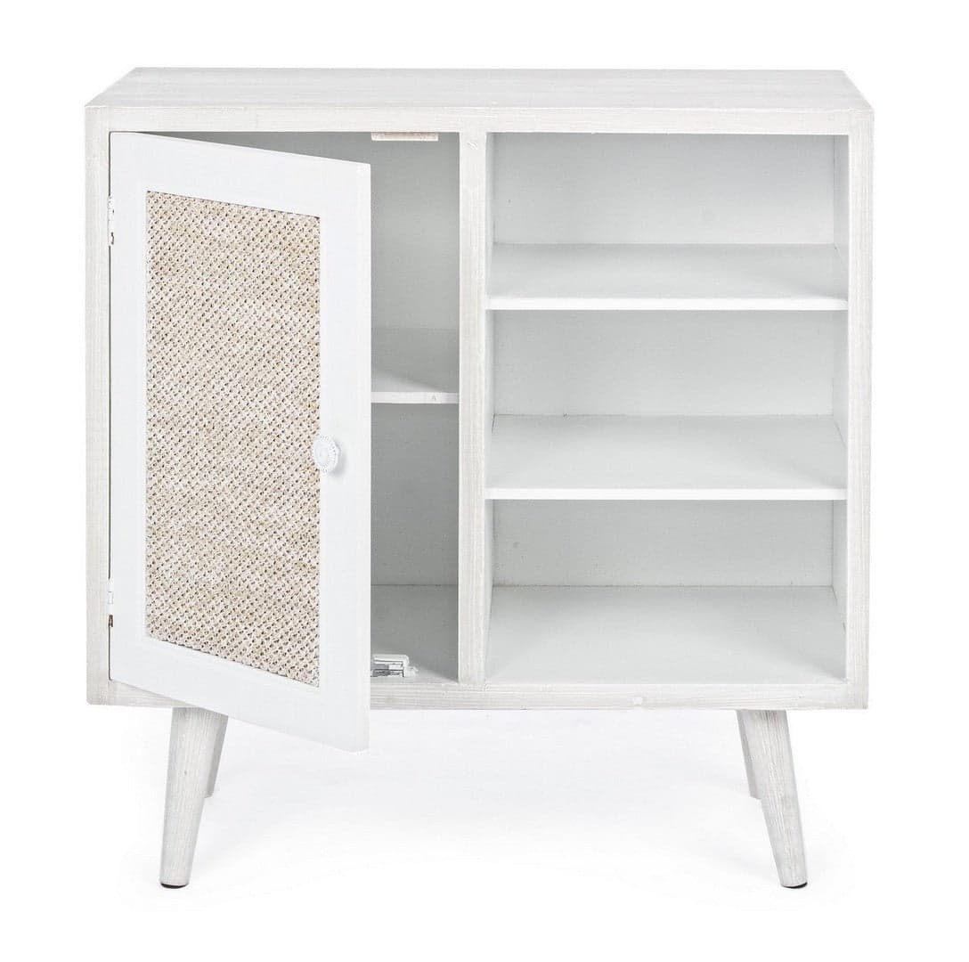Credenza "Montiel" in legno MDF, con anta frontale rivestito in tessuto, finitura con vernice a base d'acqua, stile rustico in Credenze Decor Space - Altamura, commercioVirtuoso.it