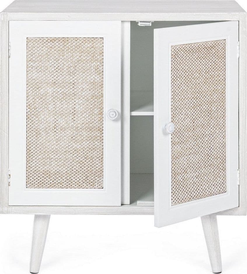 Credenza "Montiel" in legno MDF, con anta frontale rivestito in tessuto, finitura con vernice a base d'acqua, stile rustico in Credenze Decor Space - Altamura, commercioVirtuoso.it