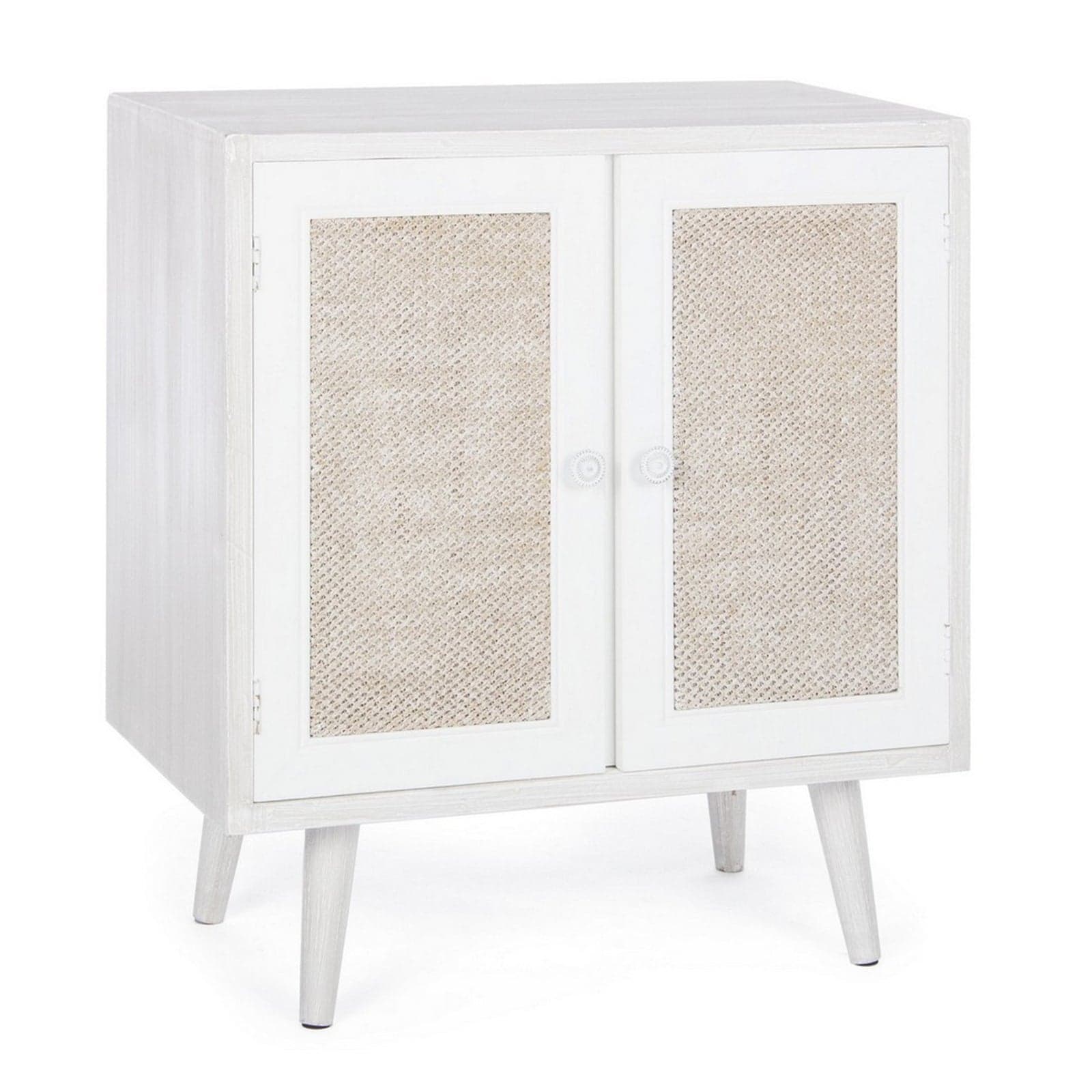 Credenza "Montiel" in legno MDF, con anta frontale rivestito in tessuto, finitura con vernice a base d'acqua, stile rustico in Credenze Decor Space - Altamura, commercioVirtuoso.it