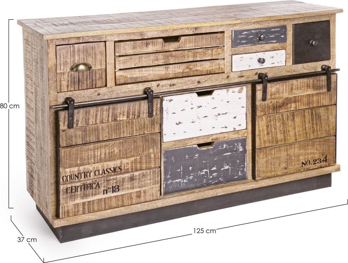 Credenza "Tudor" con struttura in mango e base in acciaio, stile industriale in Credenze Decor Space - Altamura, commercioVirtuoso.it