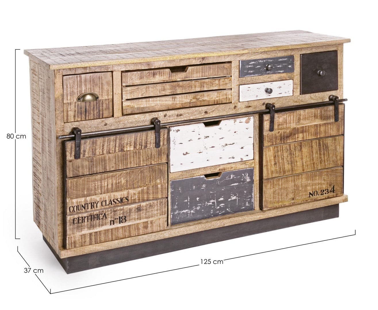Credenza "Tudor" con struttura in mango e base in acciaio, stile industriale in Credenze Decor Space - Altamura, commercioVirtuoso.it