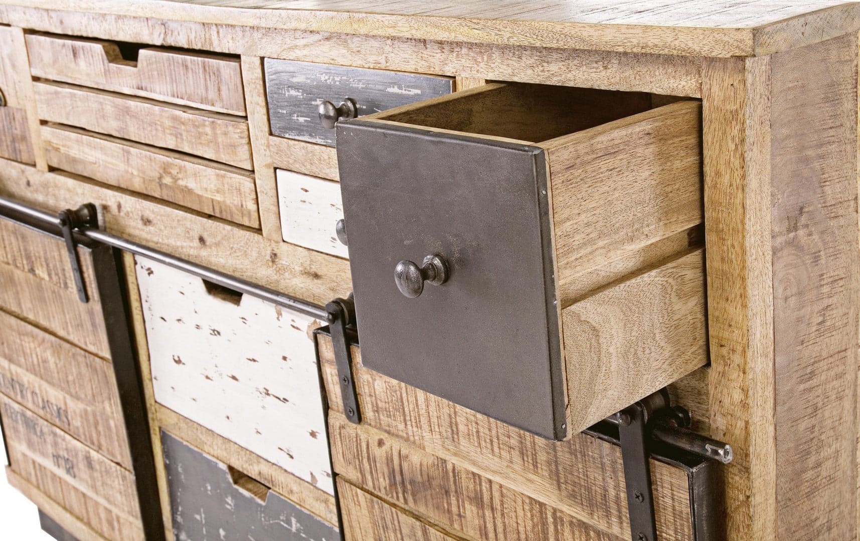 Credenza "Tudor" con struttura in mango e base in acciaio, stile industriale in Credenze Decor Space - Altamura, commercioVirtuoso.it
