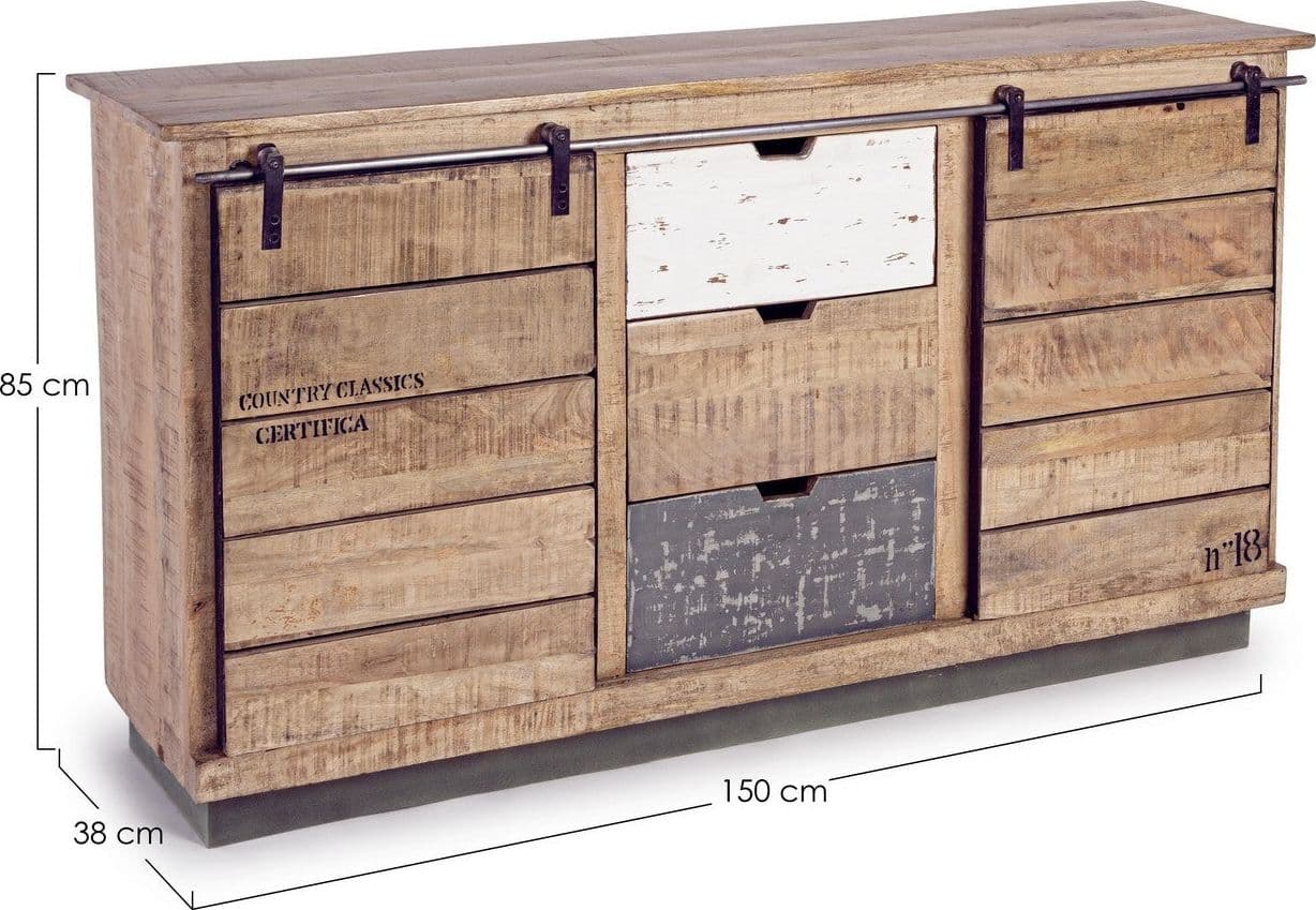 Credenza "Tudor" con struttura in mango e base in acciaio, stile industriale in Credenze Decor Space - Altamura, commercioVirtuoso.it