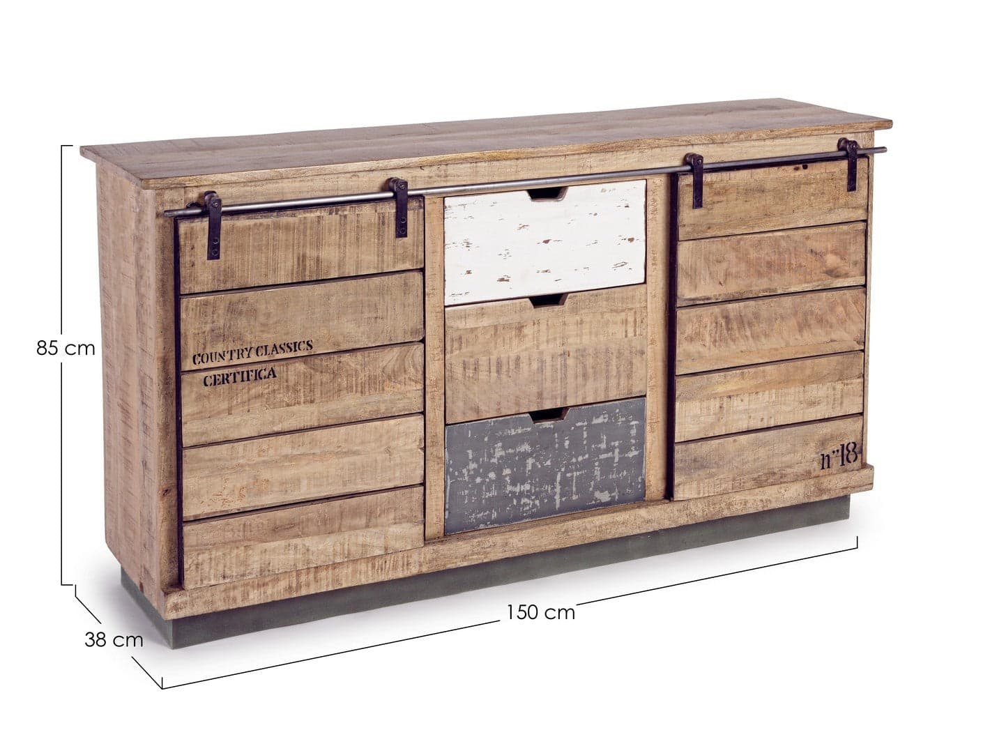 Credenza "Tudor" con struttura in mango e base in acciaio, stile industriale in Credenze Decor Space - Altamura, commercioVirtuoso.it