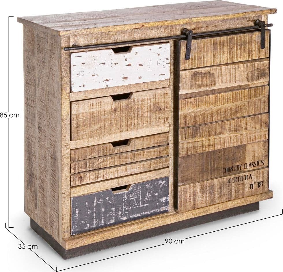 Credenza "Tudor" con struttura in mango e base in acciaio, stile industriale - 21