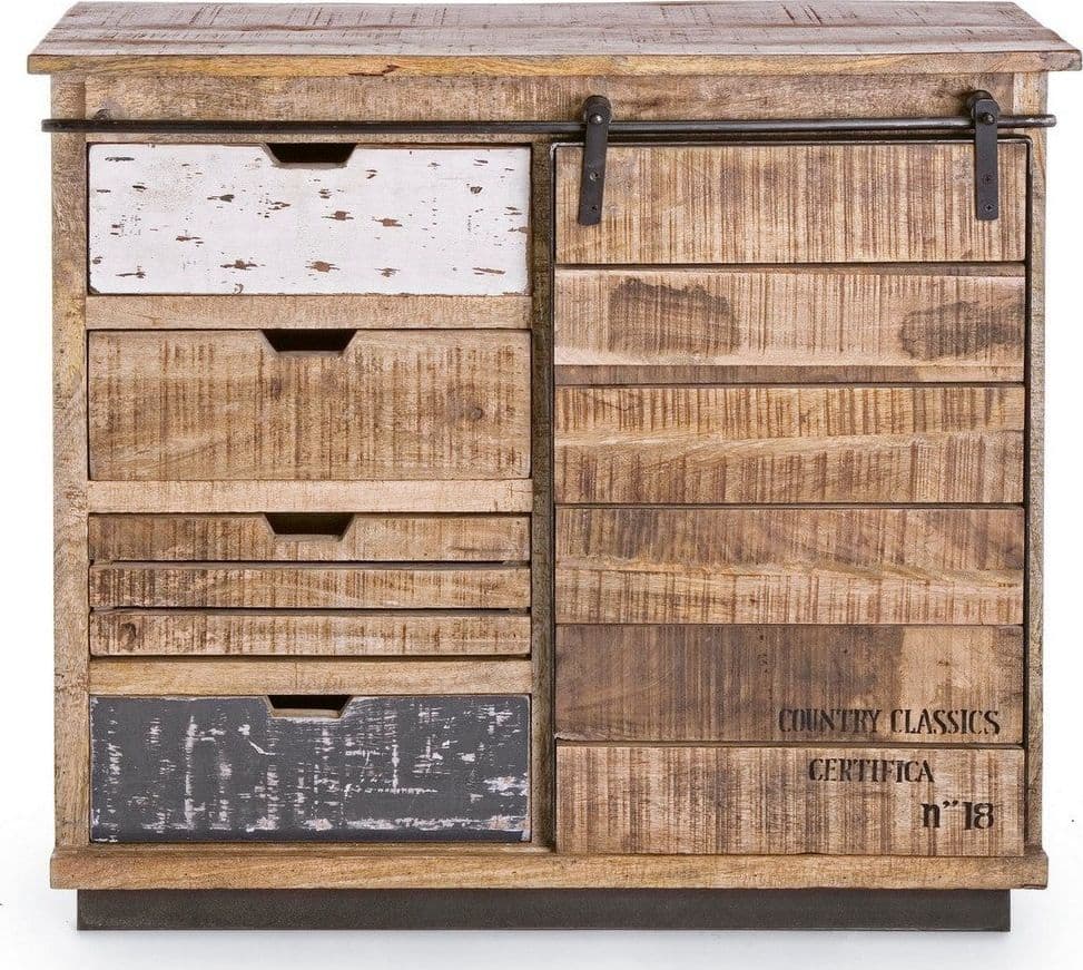 Credenza "Tudor" con struttura in mango e base in acciaio, stile industriale - 22