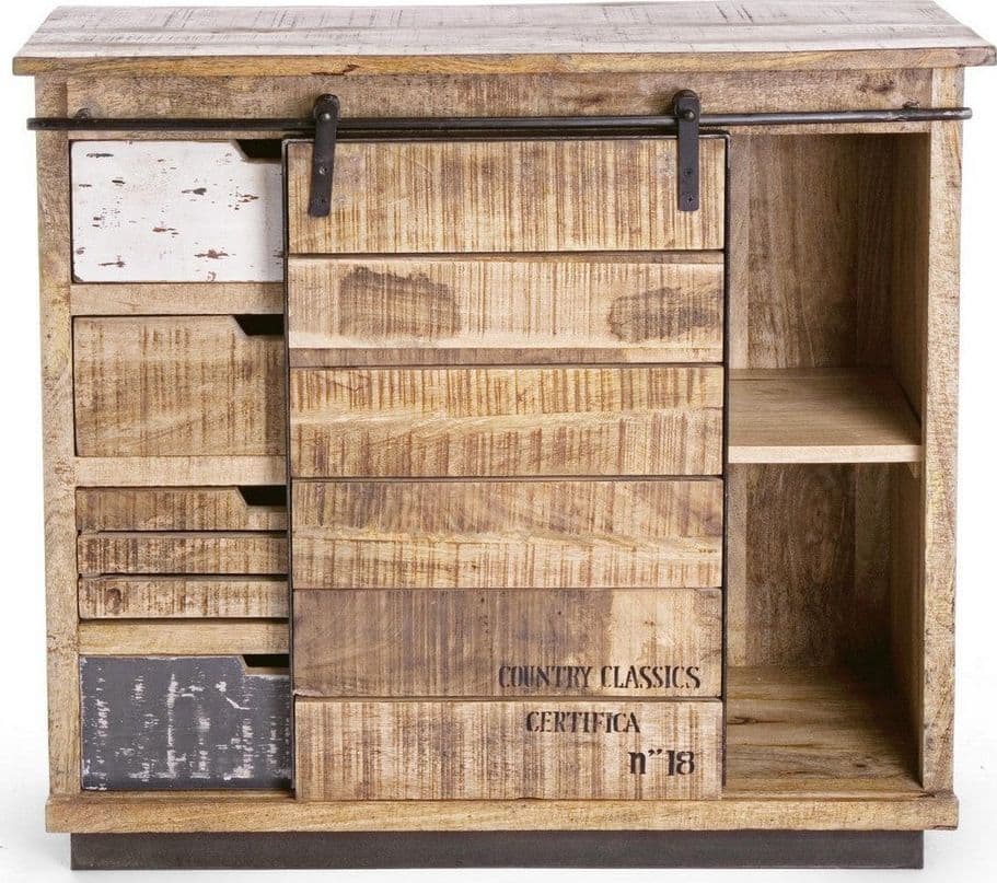 Credenza "Tudor" con struttura in mango e base in acciaio, stile industriale - 25