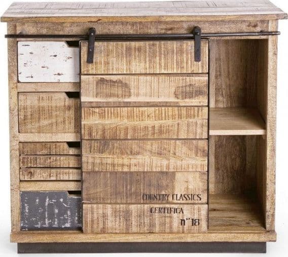 Credenza "Tudor" con struttura in mango e base in acciaio, stile industriale - 29