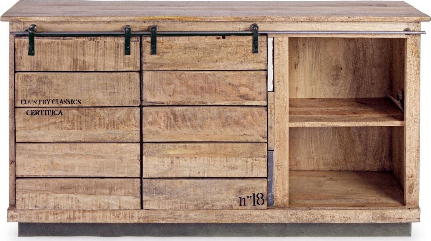 Credenza "Tudor" con struttura in mango e base in acciaio, stile industriale in Credenze Decor Space - Altamura, commercioVirtuoso.it