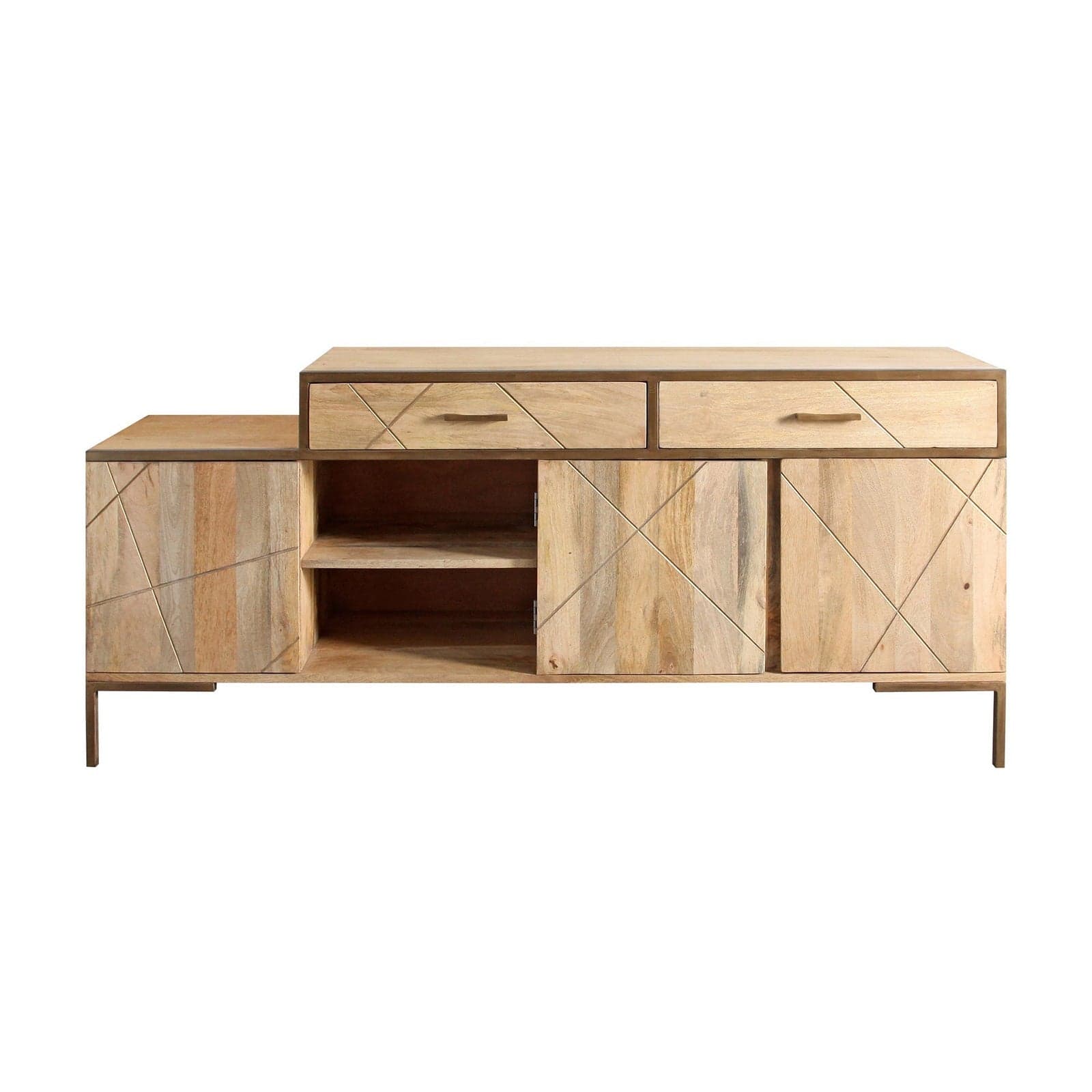 Credenza "Jaidev" con struttura in legno di mango e acciaio,  schienale in compensato, stile classico - 2