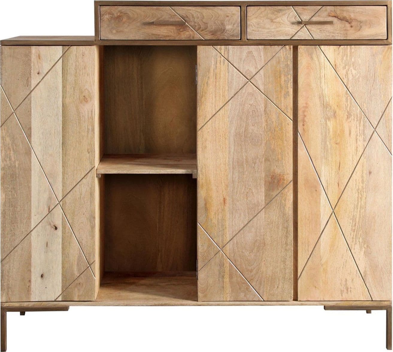 Credenza "Jaidev" con struttura in legno di mango e acciaio,  schienale in compensato, stile classico - 2