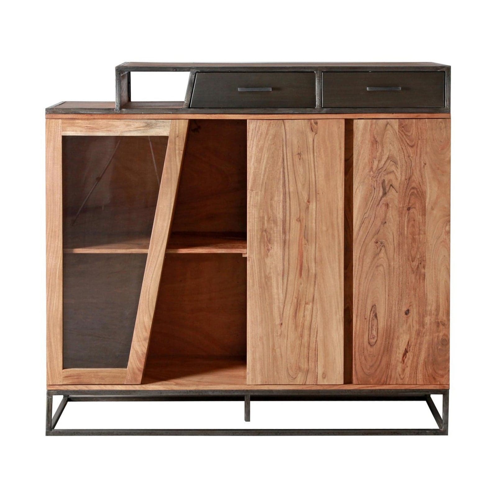 Credenza "Janak" con struttura in legno di acacia e acciaio,  schienale in compensato, stile classico - 2