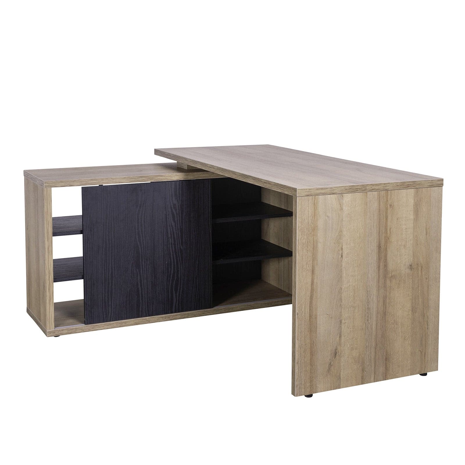 Scrivania angolare da ufficio e cameretta con cassettiera 150 cm Rovere e Nero in Scrivanie Decor Space - Altamura, commercioVirtuoso.it