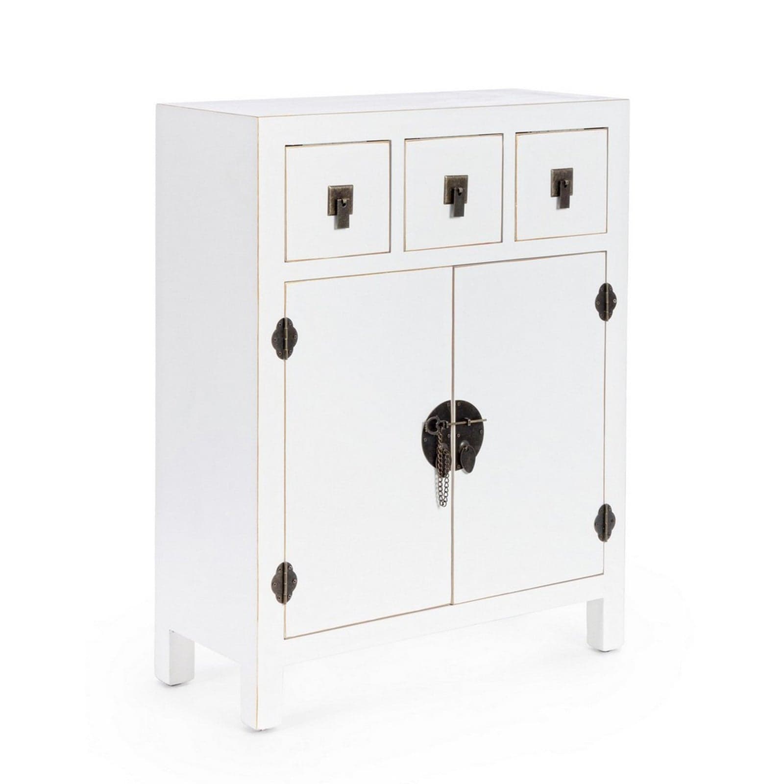Mobile "Pechino", struttura in legno MDF, finitura a base di nitrocellulosa, maniglie in acciaio - 1