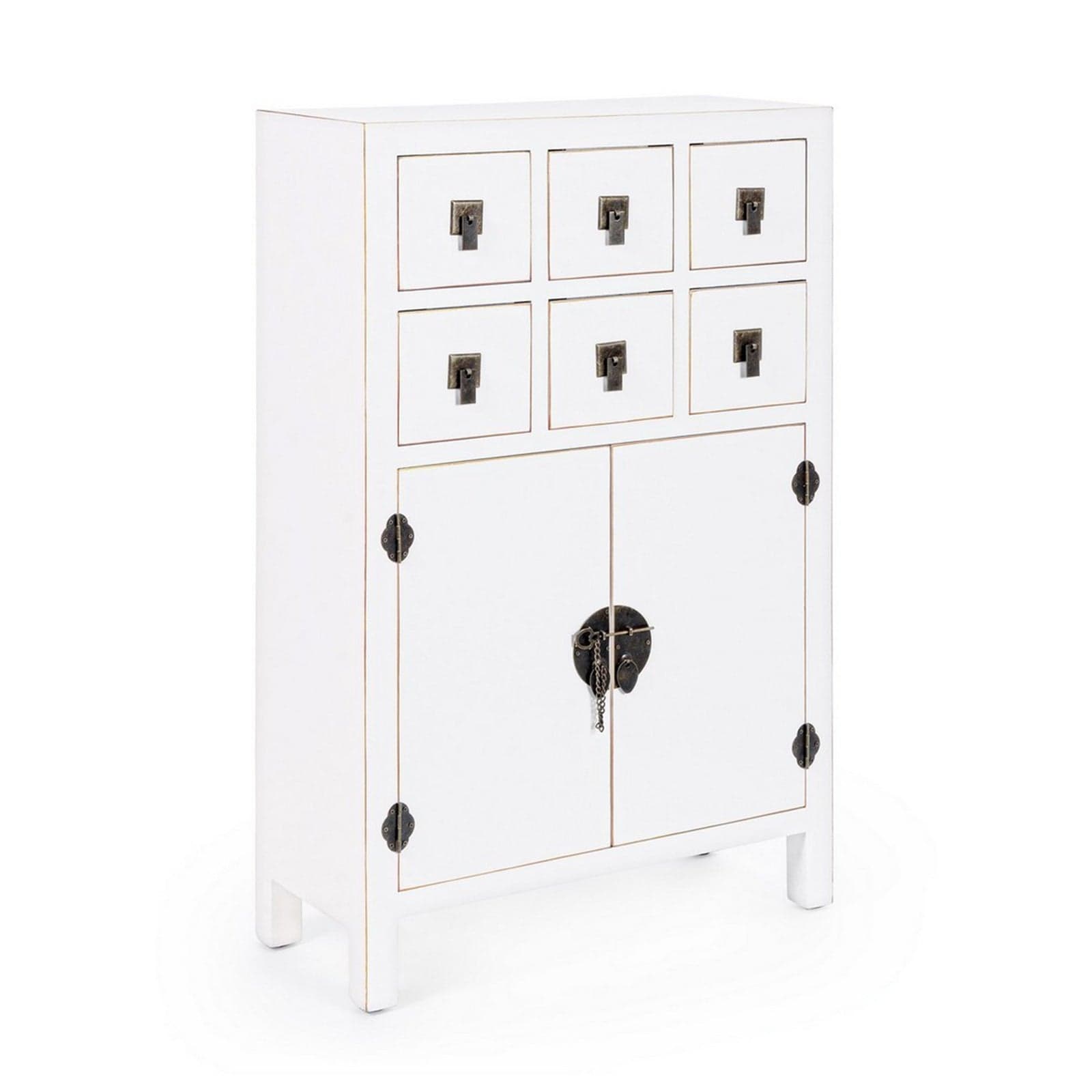 Mobile "Pechino", struttura in legno MDF, finitura a base di nitrocellulosa, maniglie in acciaio - 4