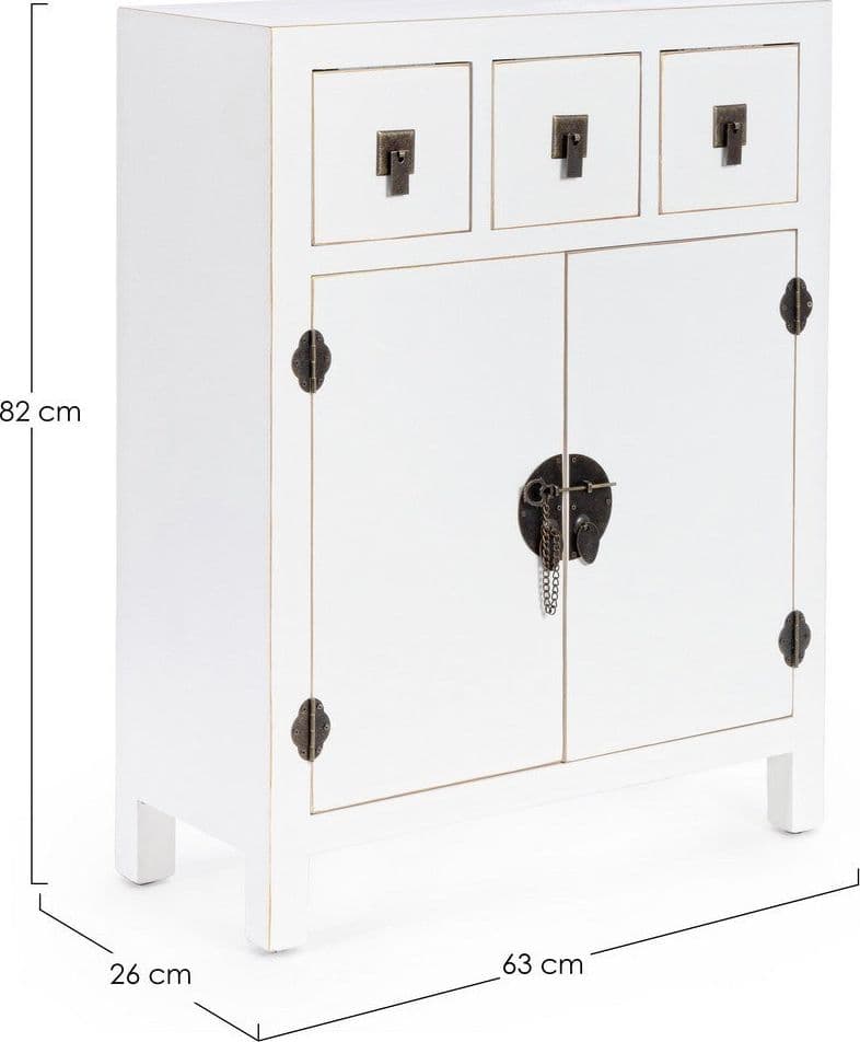 Mobile "Pechino", struttura in legno MDF, finitura a base di nitrocellulosa, maniglie in acciaio - 2