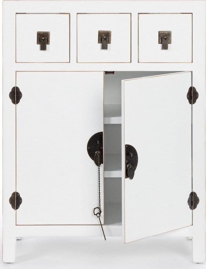 Mobile "Pechino", struttura in legno MDF, finitura a base di nitrocellulosa, maniglie in acciaio - 5