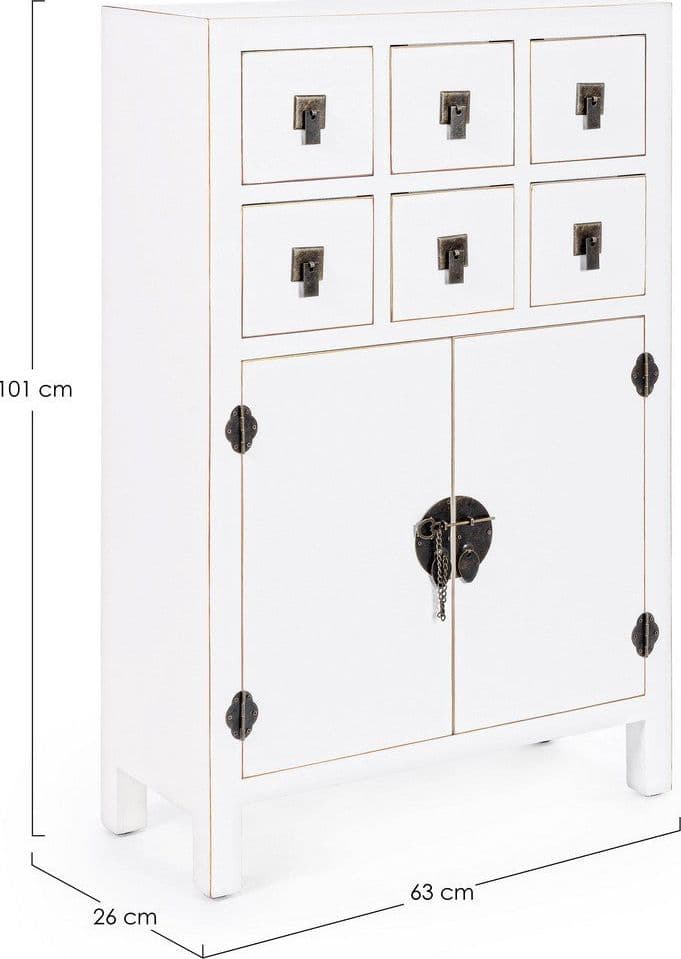Mobile "Pechino", struttura in legno MDF, finitura a base di nitrocellulosa, maniglie in acciaio - 9