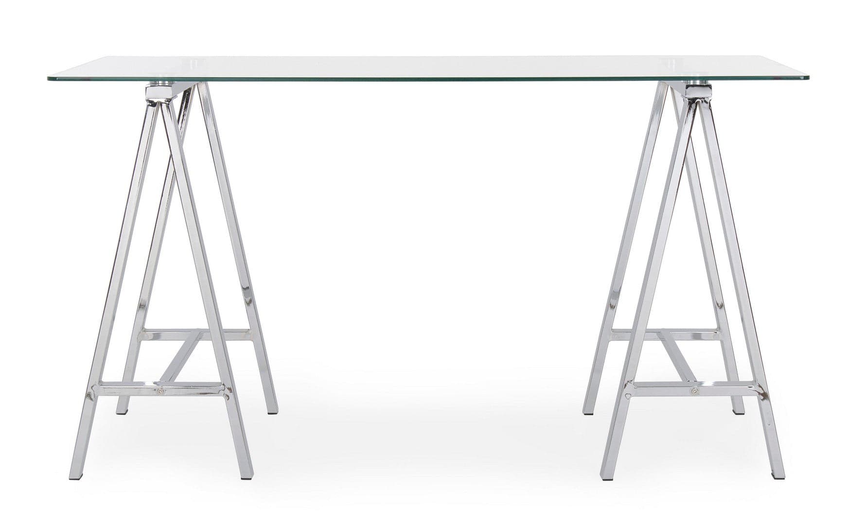 Scrivania "Alchimia", struttura in acciaio, piano in vetro temperato, 140 x 70 cm in Scrivanie Decor Space - Altamura, commercioVirtuoso.it