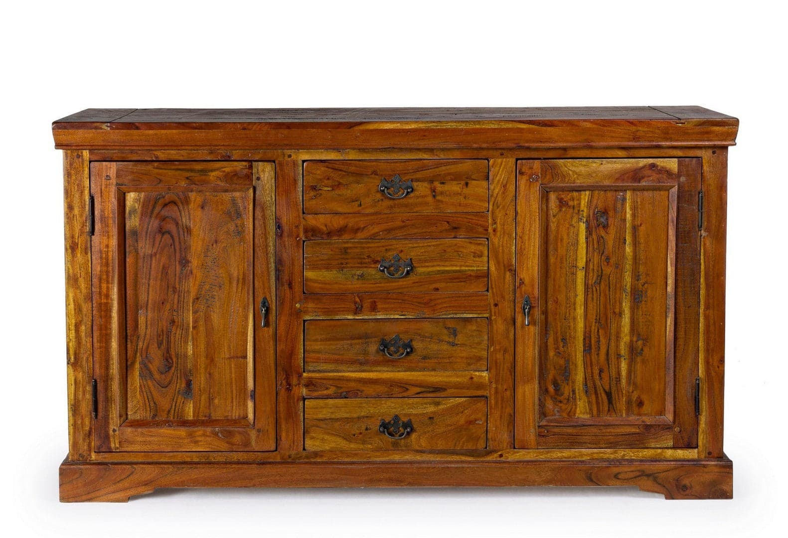 Credenza "Chateaux" in legno di acacia indiano massiccio, con finitura rustica, stile rustico in Credenze Decor Space - Altamura, commercioVirtuoso.it