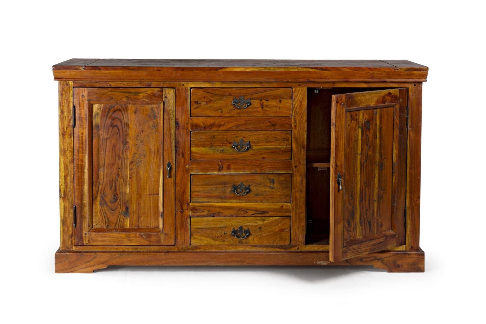 Credenza "Chateaux" in legno di acacia indiano massiccio, con finitura rustica, stile rustico in Credenze Decor Space - Altamura, commercioVirtuoso.it