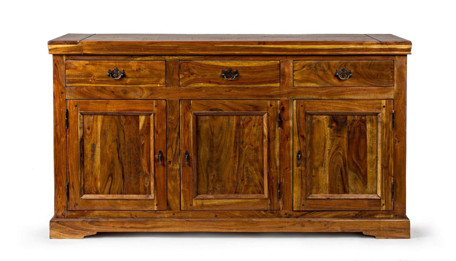 Credenza "Chateaux" in legno di acacia indiano massiccio, con finitura rustica, stile rustico in Credenze Decor Space - Altamura, commercioVirtuoso.it