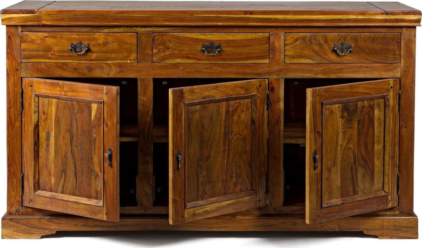 Credenza "Chateaux" in legno di acacia indiano massiccio, con finitura rustica, stile rustico - 22
