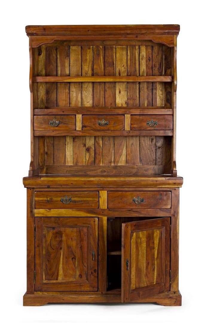 Credenza "Chateaux" in legno di acacia indiano massiccio, con finitura rustica, stile rustico in Credenze Decor Space - Altamura, commercioVirtuoso.it