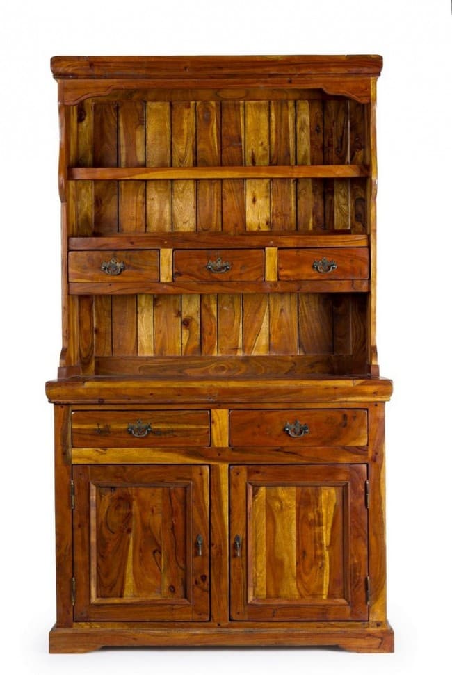 Credenza "Chateaux" in legno di acacia indiano massiccio, con finitura rustica, stile rustico in Credenze Decor Space - Altamura, commercioVirtuoso.it