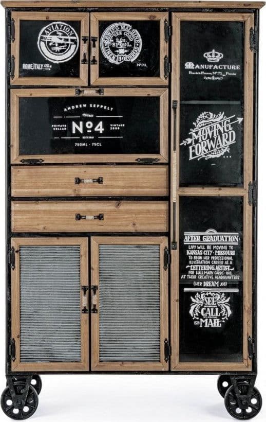 Credenza "Liverpool" con struttura e cassetti in acciaio, stile industriale - 20