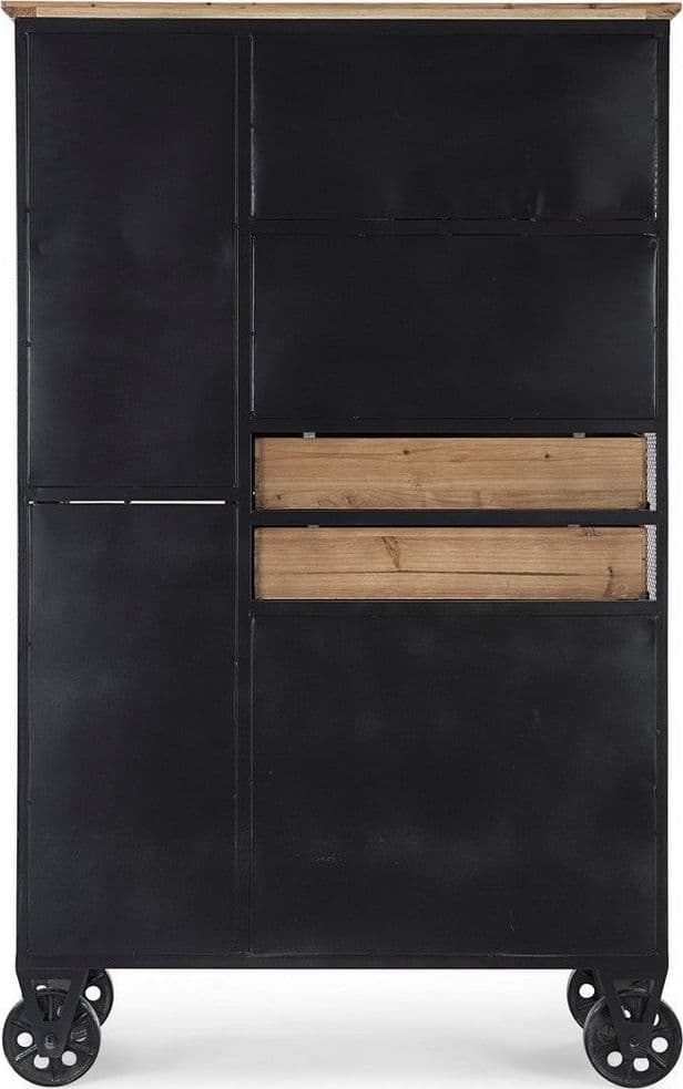Credenza "Liverpool" con struttura e cassetti in acciaio, stile industriale - 10