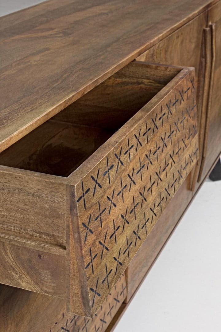 Credenza "Emira" con struttura e piedini in legno di mango, stile vintage - 14