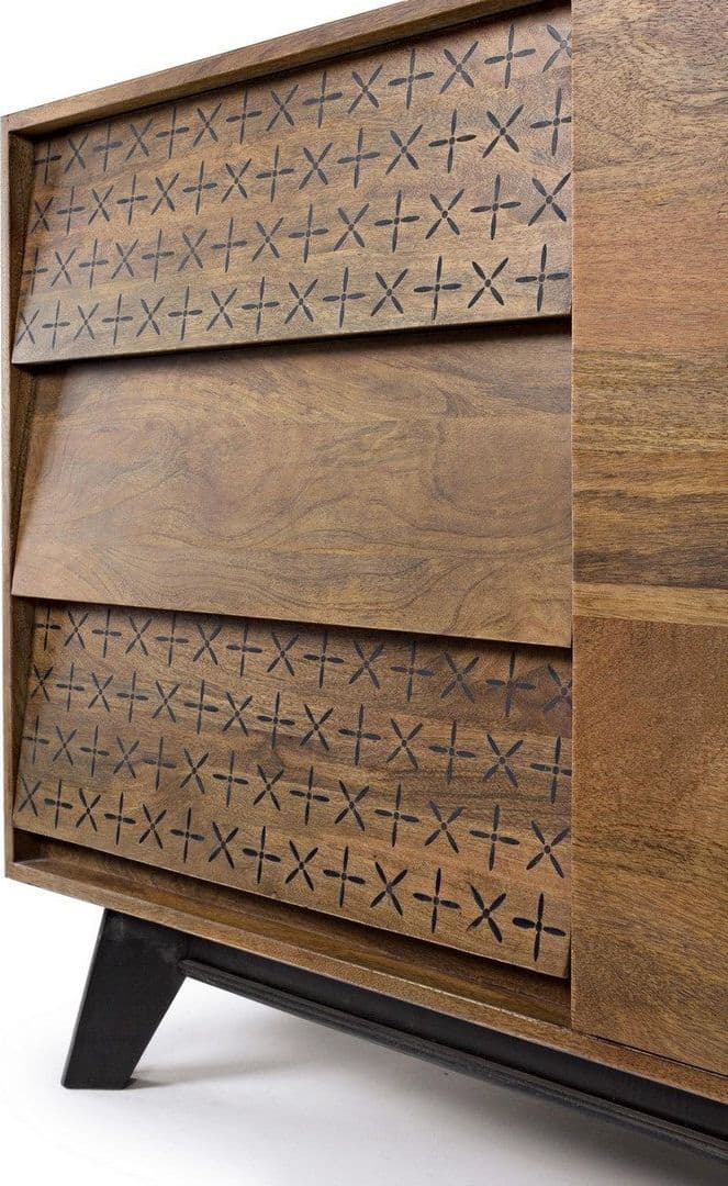 Credenza "Emira" con struttura e piedini in legno di mango, stile vintage - 15