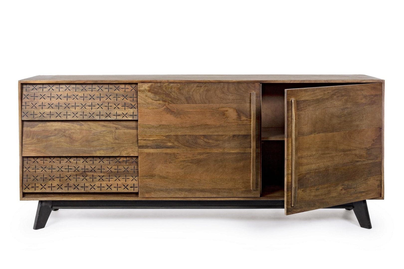 Credenza "Emira" con struttura e piedini in legno di mango, stile vintage - 16